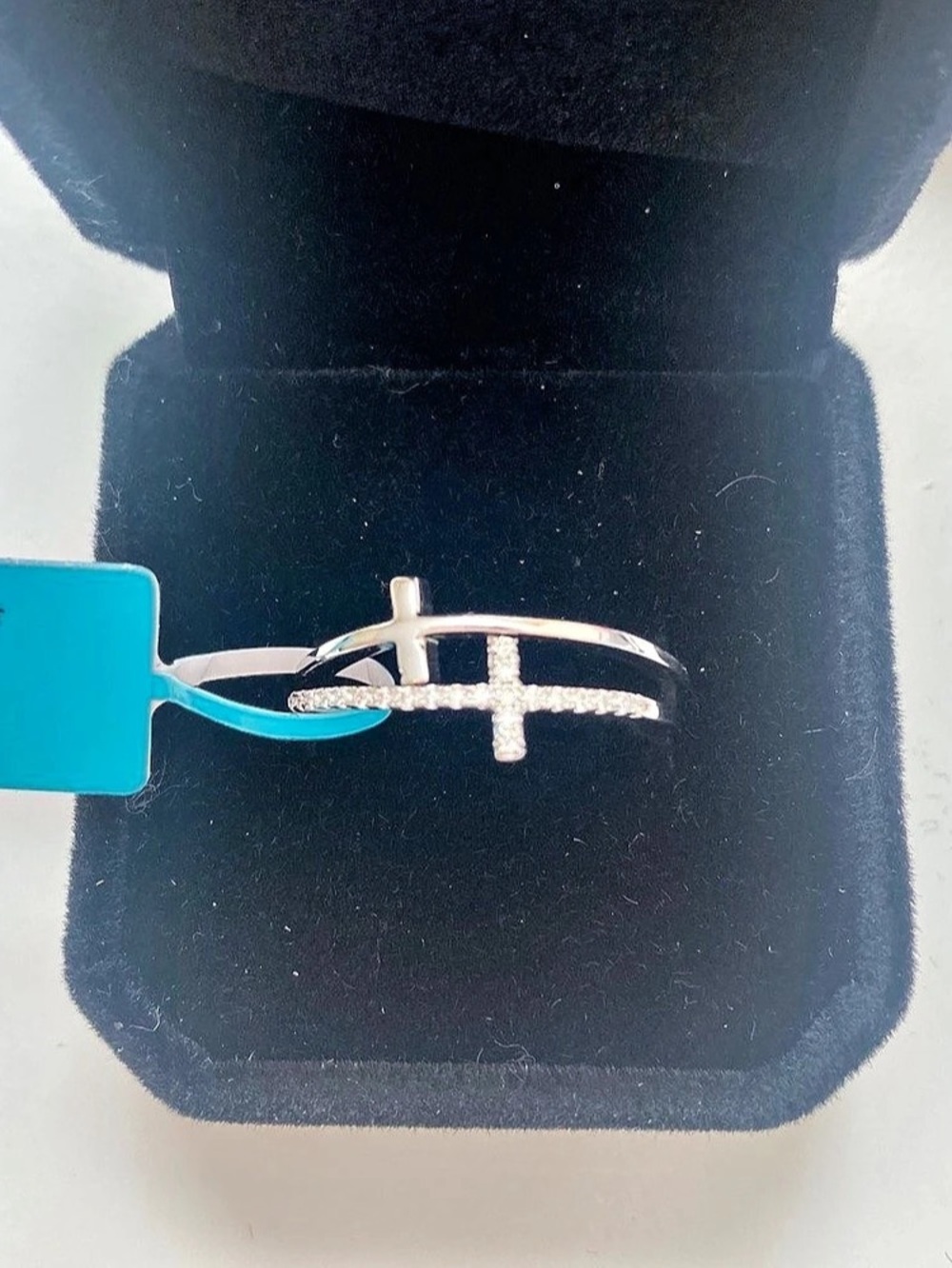 Cross Ring in Silver & Moissanite Size 10